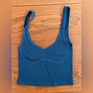 Free People Intimately Seamless Ribbed Bralette Crop Top Blue Size XS/S Made USA